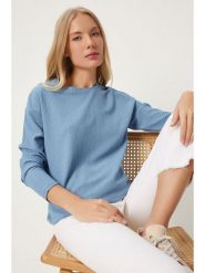 Happiness Istanbul Bluzka w kolorze błękitnym rozmiar: 38. Niebieskie bluzki damskie Happiness Istanbul, bez wzorów, bez kołnierzyka, bez ramiączek. Za 60.99 zł.