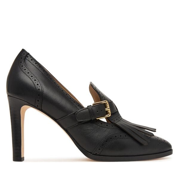 Półbuty LAUREN RALPH LAUREN. Czarne półbuty damskie Lauren Ralph Lauren, bez wzorów, bez obcasa, na obcasie. Za 1,199.00 zł.