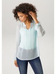 Aniston Bluzka w kolorze turkusowym rozmiar: 46. Niebieskie bluzki damskie Aniston, bez wzorów, bez kołnierzyka, bez ramiączek. Za 130.99 zł.