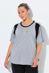 Damskie Bluzka funkcyjna melanż klasyczna okrągły dekolt rękaw 1/2. Szare bluzki sportowe damskie Ulla Popken, plus size, z dżerseju, bez kołnierzyka, bez ramiączek. Za 199.99 zł.
