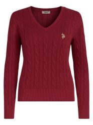 U.S. Polo Assn. Sweter w kolorze bordowym rozmiar: XL. Czerwone swetry klasyczne damskie U.S. Polo Assn., s, z bawełny, bez kołnierzyka. Za 166.10 zł.
