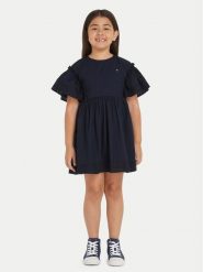 Tommy Hilfiger Sukienka codzienna Anglaise KG0KG08029 Granatowy Regular Fit. Niebieskie sukienki dziewczęce Tommy Hilfiger, bez wzorów, z bawełny, bez ramiączek. Za 249.99 zł.