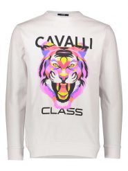 Cavalli CLASS Bluza w kolorze białym rozmiar: XXL. Białe bluzy bez kaptura męskie Cavalli Class, xxl, z bawełny. Za 140.53 zł.