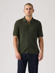 Levi's Koszula dzianinowa - Standard fit - w kolorze zielonym rozmiar: L. Zielone koszule męskie Levi's, l, bez wzorów, z bawełny, bez kołnierzyka, bez ramiączek. Za 106.38 zł.