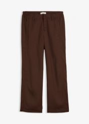 Spodnie o długości 7/8 na lato. Brązowe spodnie materiałowe damskie bonprix, bez wzorów. Za 149.99 zł.