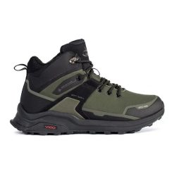 Vico Trekkingowe buty męskie zielono-czarne zielone. Zielone buty trekkingowe męskie ze skóry ekologicznej, bez zapięcia, outdoorowe. Za 227.37 zł.