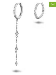 Les Favorites Srebrne kolczyki-kreole (2 szt.) z cyrkoniami rozmiar: onesize. Szare kolczyki damskie Les Favorites, z cyrkonią, srebrne. Za 86.99 zł.