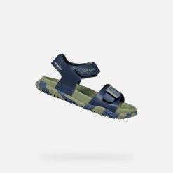 Sandały GEOX SANDAL FUSBETTO BO Zielony. Niebieskie sandały damskie Geox, bez wzorów, z syntetyku, bez obcasa. Za 190.99 zł.