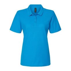 Damska Koszulka Polo Softstyle Pique. Niebieskie bluzki sportowe damskie Gildan, m, bez wzorów, bez ramiączek. Za 68.99 zł.
