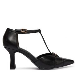 Szpilki Tamaris. Czarne szpilki Tamaris, bez wzorów, bez obcasa. Za 409.99 zł.