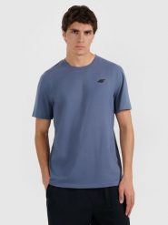 4F T-shirt regular gładki męski - granatowy S. Niebieskie t-shirty męskie 4f, m, bez wzorów, bez kołnierzyka. Za 49.99 zł.