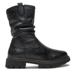 Botki Tamaris. Czarne botki damskie Tamaris, bez obcasa, na płaskiej podeszwie, bez zapięcia. Za 629.99 zł.