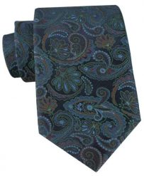 Krawat ze Wzorem Kwiatowym w Odcieniach Zieleni i Granatów - Chattier. Zielone krawaty i muchy męskie Chattier, bez wzorów, z tkaniny, eleganckie. Za 55.00 zł.
