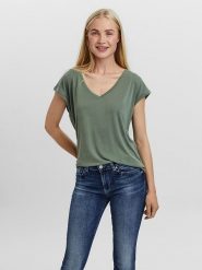 Vero Moda Koszulka "Filli" w kolorze zielonym rozmiar: M. Zielone bluzki damskie Vero Moda, m, bez wzorów, bez kołnierzyka. Za 65.99 zł.