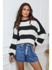 So Cachemire Sweter "Bech" w kolorze czarno-białym rozmiar: L. Białe swetry klasyczne damskie So Cachemire, l, z kaszmiru, bez kołnierzyka. Za 235.50 zł.