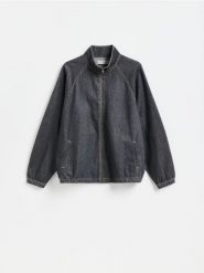 Kurtka jeansowa - szary. Szare kurtki męskie Reserved, l, bez wzorów, z denimu, bez kaptura. Za 169.99 zł.