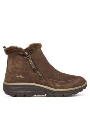 Skechers Botki Easy Going 167862/CHOC Brązowy. Brązowe botki damskie Skechers, ze skóry, bez obcasa, na płaskiej podeszwie, bez zapięcia. Za 261.99 zł.