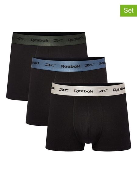 Reebok Bokserki (3 pary) "Adir" w kolorze czarnym rozmiar: L. Czarne bokserki męskie Reebok, bez wzorów. Za 96.14 zł.