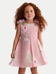 Abel & Lula Sukienka elegancka 5033 Różowy Regular Fit. Czerwone sukienki dziewczęce Abel & Lula, bez wzorów, ze lnu, eleganckie, bez ramiączek. Za 419.99 zł.