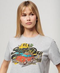 Koszulka damska Superdry LA. Szare t-shirty damskie Superdry., s, bez wzorów, z bawełny, bez kołnierzyka. Za 136.55 zł.