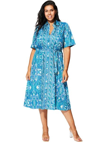 Aller Simplement Sukienka w kolorze niebiesko-białym rozmiar: 42/44. Niebieskie sukienki damskie Aller Simplement, na co dzień, bez wzorów, z tkaniny, bez kołnierzyka, bez ramiączek, midi, proste. Za 141.19 zł.