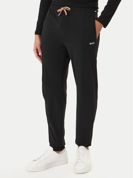 BOSS Spodnie dresowe Mix&Match 50515305 Czarny Regular Fit. Czarne spodnie dresowe męskie Boss, bez wzorów, z bawełny. Za 149.99 zł.
