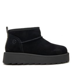 Botki Tamaris. Czarne botki damskie Tamaris, bez obcasa, na płaskiej podeszwie, bez zapięcia. Za 379.99 zł.