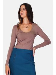 ASSUILI Koszulka w kolorze szarobrązowym rozmiar: 42. Brązowe bluzki damskie Assuili, bez wzorów, klasyczne, bez kołnierzyka, bez ramiączek. Za 56.79 zł.
