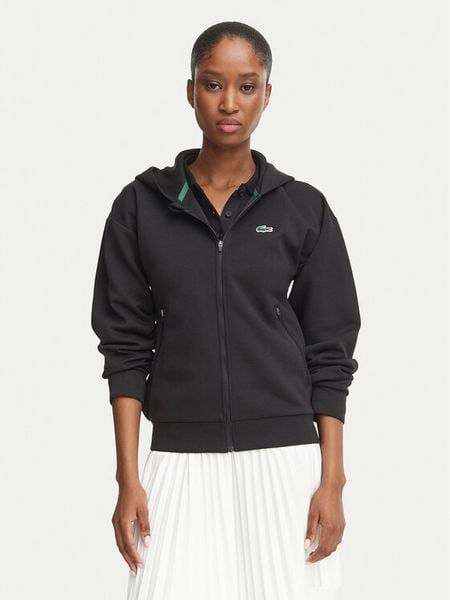 Lacoste Bluza SF0167 Czarny Regular Fit. Czarne bluzy bez kaptura damskie Lacoste, z syntetyku. Za 579.99 zł.