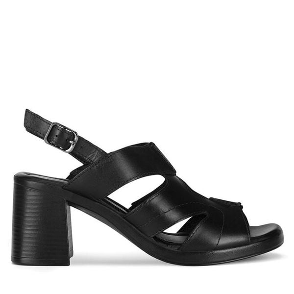 Sandały Lasocki. Czarne sandały damskie Lasocki, bez wzorów, bez obcasa, na słupku. Za 199.99 zł.