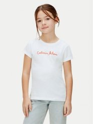 Calvin Klein Jeans T-Shirt LVCKSJA17G Biały Regular Fit. Białe koszulki dziewczęce Calvin Klein Jeans, z bawełny. Za 109.99 zł.