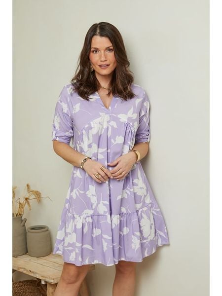 Curvy Lady Sukienka w kolorze lawendowo-białym rozmiar: 40/42. Białe sukienki damskie Curvy Lady, bez wzorów, z wiskozy, klasyczne, bez kołnierzyka, bez ramiączek, mini. Za 79.03 zł.
