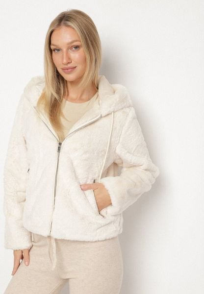 Beżowa Casualowa Kurtka Futerko z Kapturem Nindrie. Brązowe kurtki damskie Born2be, l, bez wzorów, z futra, z kapturem. Za 169.99 zł.
