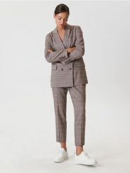 Spodnie z kantem - czarny. Czarne spodnie materiałowe damskie Sinsay, bez wzorów, z włókna, eleganckie. W wyprzedaży za 27.99 zł.