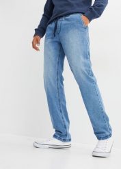 Dżinsy termiczne Regular Fit Straight, z gumką w talii i na podszewce z flaneli. Niebieskie jeansy męskie bonprix. Za 169.99 zł.