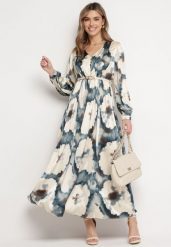 Beżowo-Zielona Satynowa Sukienka Maxi Rozkloszowana z Guzikami Ulrina. Zielone sukienki damskie Born2be, s, bez wzorów, z materiału, eleganckie, bez kołnierzyka, bez ramiączek, maxi, rozkloszowane. W wyprzedaży za 76.49 zł.
