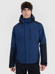 4F Kurtka trekkingowa membrana 10000 męska - granatowa S. Niebieskie kurtki męskie 4f, m, bez wzorów, bez kaptura. Za 399.99 zł.