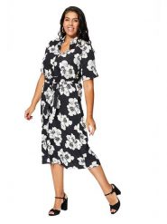 Aller Simplement Sukienka w kolorze czarno-białym rozmiar: 54-58. Czarne sukienki damskie Aller Simplement, na co dzień, bez wzorów, z tkaniny, bez kołnierzyka, bez ramiączek, midi, proste. Za 56.99 zł.