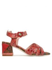 Laura Vita Sandały Jacqueso 03 Czerwony. Czerwone sandały damskie Laura Vita, bez wzorów, ze skóry, bez obcasa, na słupku. Za 389.99 zł.