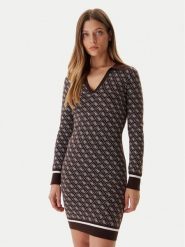 Guess Sukienka dzianinowa W5BK25 Z3JD2 Brązowy Slim Fit. Brązowe sukienki damskie Guess, m, z aplikacjami, z dzianiny, bez kołnierzyka, bez ramiączek. Za 269.99 zł.