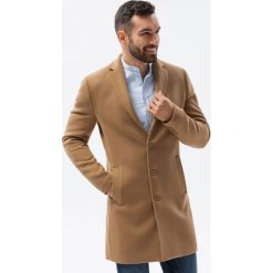 Jednorzędowy długi męski płaszcz w stylu garniturowym – jasnobrązowy V3 OM-COWC-0105 - XL. Brązowe płaszcze męskie Ombre Clothing, m, bez wzorów, z materiału, eleganckie. Za 269.99 zł.
