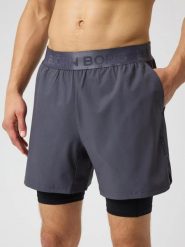 Bjorn_borg BORG 2 IN 1 SHORTS z recyklingowanego poliestru – ASPHALT. Szare szorty męskie Björn Borg, bez wzorów. Za 307.50 zł.