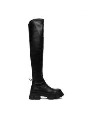 DeeZee Kozaki 1653 Czarny. Czarne kozaki damskie DeeZee, z materiału, bez obcasa, na płaskiej podeszwie. Za 249.99 zł.