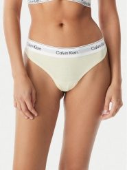 Calvin Klein Underwear Stringi LV00QF8518 Kremowy. Białe stringi damskie Calvin Klein Underwear, s, bez wzorów, z bawełny. Za 99.99 zł.