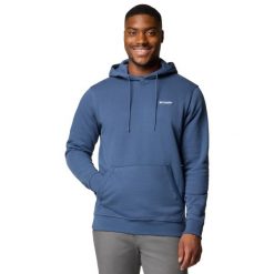 Bluza dresowa sportowa męska Meridian Creek Hoodie. Niebieskie bluzy bez kaptura męskie Columbia, bez wzorów, z bawełny, sportowe, bez kołnierzyka, bez ramiączek. Za 259.99 zł.