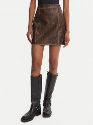 Guess Spódnica z imitacji skóry W5YD46 WHDI0 Brązowy Regular Fit. Brązowe spódniczki damskie Guess, l, z aplikacjami, ze skóry. Za 359.99 zł.