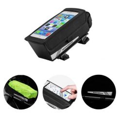 Sakwa, torba rowerowa na ramę z pokrowcem na telefon (B52) ROCKBROS. Czarne torebki klasyczne damskie ROCKBROS, bez wzorów, z materiału, bez dodatków. Za 59.99 zł.