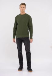 Bawełniany sweter basic S-MIGO. Czarne swetry męskie Volcano, l, bez wzorów, z bawełny, bez kołnierzyka. Za 149.99 zł.