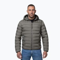 Kurtka zimowa męska Pitbull Foothill Hooded Padded. Szare kurtki treningowe męskie PITBULL, na zimę, m, bez wzorów, z materiału, do biegania. Za 309.99 zł.