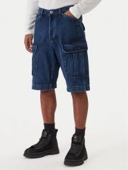 G-Star Raw Szorty jeansowe Bend 3D Cargo D26528-D788 Granatowy Relaxed Fit. Niebieskie szorty męskie G-Star Raw, z bawełny, bez kołnierzyka. Za 759.99 zł.